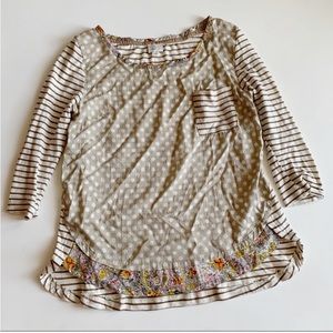 Anthropologie Postmark Mixed Pattern T Shirt Sz M